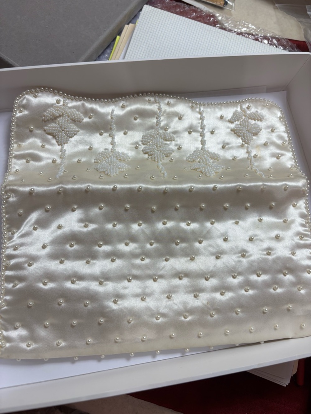 VTG - 1998 Wedding Pearl Clutch Purse 10”x5” - Picture 3 of 8